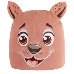 Dětská bavlněná čepice Zoo - zvířátka - vzor 12 -  pudrová - pejsek