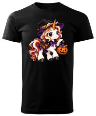 Dětské bavlněné tričko s potiskem - vzor 0261 - Halloween - jednorožec