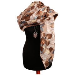 Dámská elegantní šála - vzor 027 - hnědé - květiny