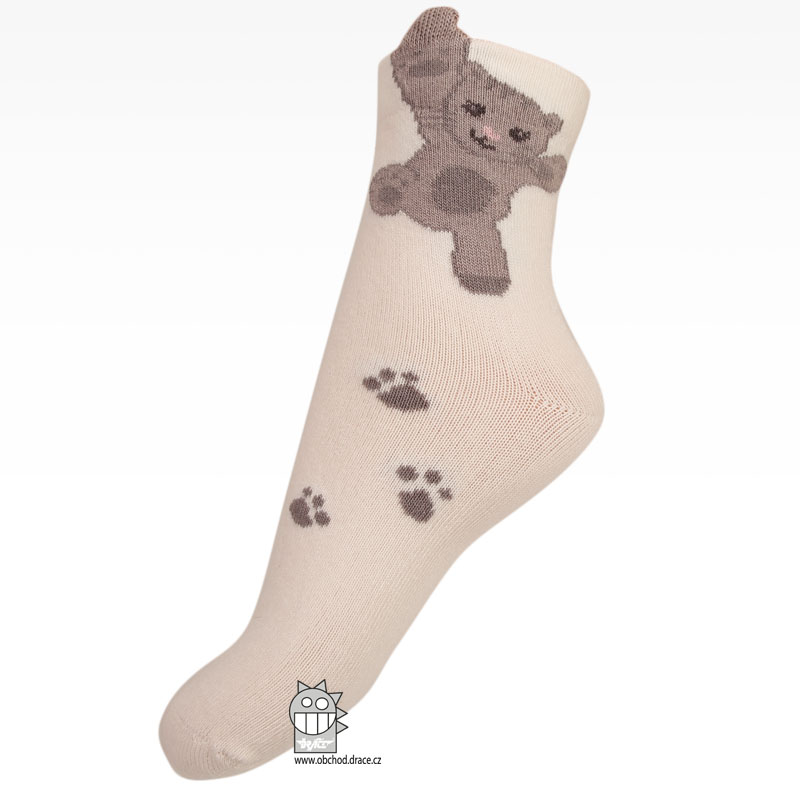 Dětské pletené ponožky - Katamino - vzor 008 - bílá - tygr Dětské pletené ponožky - Katamino - vzor 008 - bílá - tygr