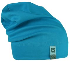 Spadlá bavlněná čepice Pepe - vzor 24 - tyrkysová - dinosaurus