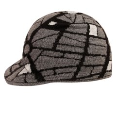 Zimní pletená čepice  s kšiltem - AKCE / DOPRODEJ - vzor 199 - šedá / černá - pavučina
