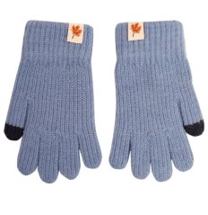 Dětské pletené prstové rukavice 4 - 6 let - vzor 086 - šedomodrá