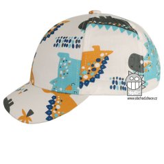 Dětská letní kšiltovka - vzor 006 - bílá - dinosauři