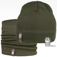 Set bavlněné čepice a nákrčníku Alan - vzor 12 - khaki