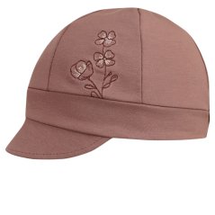 Dívčí bavlněný baret s kšiltem - vzor 06 - hnědofialová