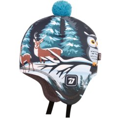 Dětská zimní funkční laponka Polárka - vzor 49 - tmavě modrá - zvířátka v lese