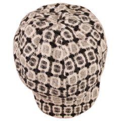 Dámský vlněný baret s kšiltem - vzor 35 - černá / bílá