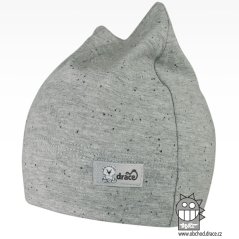 Bavlněná kojenecká čepice Čertík - vzor 04 - šedá / melír