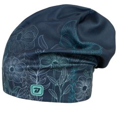 Fleecová čepice Yetti - vzor 48 - petrol - květiny