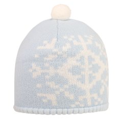 Zimní pletená čepice - AKCE / DOPRODEJ - vzor 189 - světle modrá - vločka