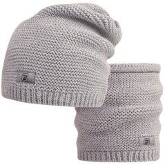 Čepice pletená a nákrčník Colors set - vzor 036 - šedá