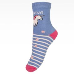 Dětské bavlněné ponožky - vzor 191 - modrá - jednorožec
