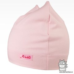 Bavlněná kojenecká čepice Čertík - vzor 15 - světle růžová