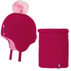Laponka a nákrčník pletený Bambi set - vzor 19 - fialovo růžová