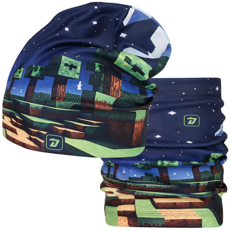 Set fleecové čepice a nákrčníku Yetti - vzor 63 - modrá - herní svět