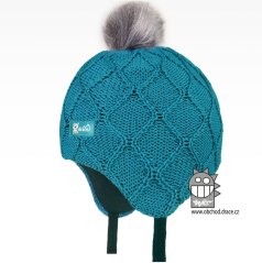 Merino pletená kojenecká laponka Vivo - vzor 06 - tyrkysová
