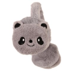 Zimní chlupaté klapky na uši - vzor 11 - šedá - panda