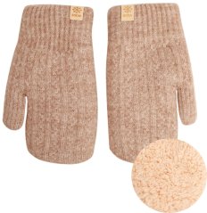 Dětské pletené palcové rukavice 6 - 10 let - vzor 105 - béžová