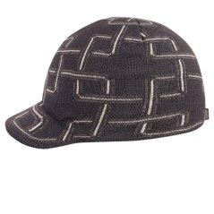 Zimní pletená čepice s kšiltem - AKCE / DOPRODEJ - vzor 213 - tmavě šedá - vzorovaná