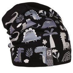 Spadlá bavlněná čepice Pepe - vzor 06 - černá - dino