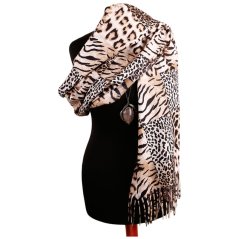 Dámská elegantní šála - vzor 011 - béžová - leopard