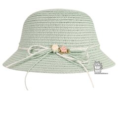 Letní dívčí klobouk/slamák -  Cloche - vzor 006 - zelenkavá