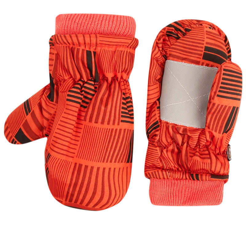 Dětské šusťákové palcové rukavice 1 - 3 roky -  vzor 013 - oranžová - kostky