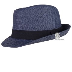 Letní chlapecký klobouk/slamák - Trilby - vzor 010 - tmavě modrá