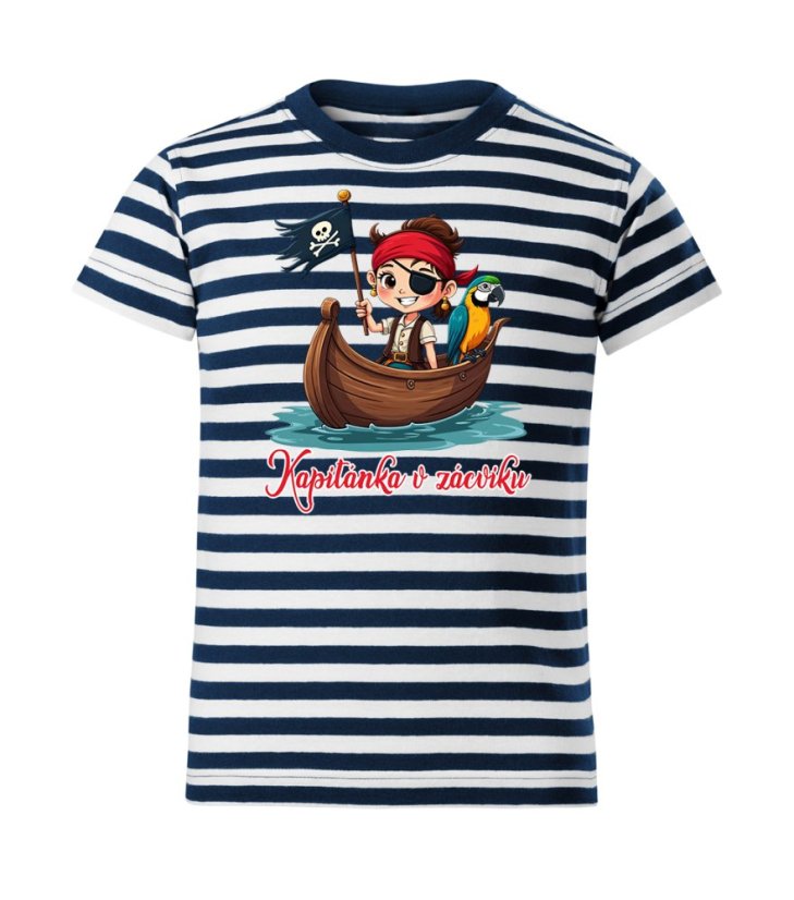 Dívčí bavlněné tričko s potiskem - vzor 137 - Sailor / Kapitánka v zácviku Dívčí bavlněné tričko s potiskem - vzor 137 - Sailor / Kapitánka v zácviku