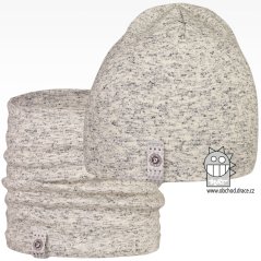 Set bavlněné čepice a nákrčníku Alan - vzor 15 - šedá melír