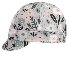 Dívčí bavlněný baret s kšiltem - vzor 12 - šedá - kytičky