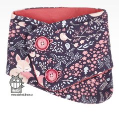 Bavlněný nákrčník s knoflíky - vzor 11 - fialová, liška