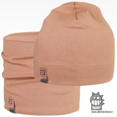 Set bavlněné čepice a nákrčníku Alan - vzor 20 - pudrová