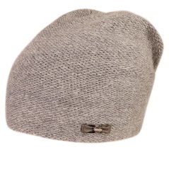 Dámská zimní pletená čepice s příměsí vlny a králičí srsti - vzor 005 - šedá