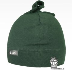 Bavlněná kojenecká čepice Uzlík - vzor 19 - lahvově zelená