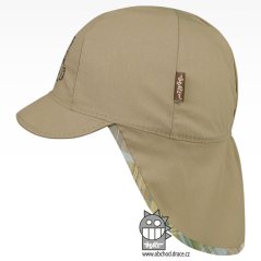 Kšiltovka Sahara - vzor 40 - béžovo zelená, medvídek