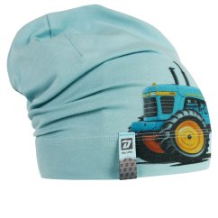 Bavlněná čepice Polo - vzor 111 - zelenomodrá světlá - traktor