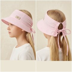 Letní mušelínový klobouk Ponytail - vzor 05 - světle růžová