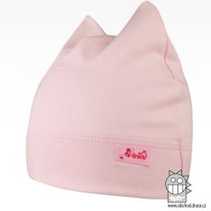 Bavlněná kojenecká čepice Čertík - vzor 15 - světle růžová