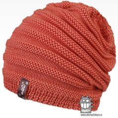 Merino pletená čepice Harmony - vzor 01 - lososová