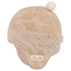 Dětská zimní pletená laponka AKCE / DOPRODEJ - vzor 218 - béžová