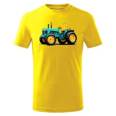 Dětské bavlněné tričko s potiskem - vzor 096 - zlutá / Traktor