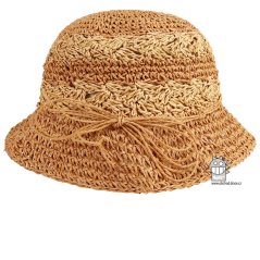 Letní dámský klobouk/slamák - Cloche - vzor 004 - béžová