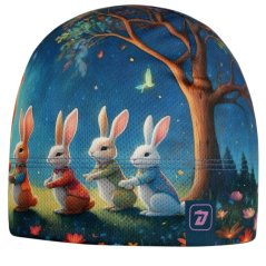 Bruno - vzor 203 - modrá - králíčci - čepice na jaro / podzim