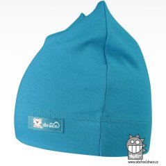 Bavlněná kojenecká čepice Čertík - vzor 06 - tyrkysová