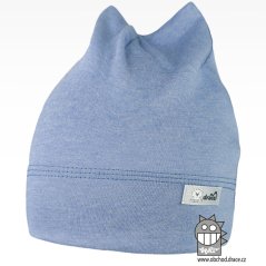 Bavlněná kojenecká čepice Čertík - vzor 24 - nebesky modrá