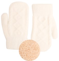 Dětské pletené palcové rukavice 5 - 7 let - vzor 123 - bílá