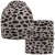 Merino pletená čepice a nákrčník Urban - vzor 26 - šedá / černá - leopard