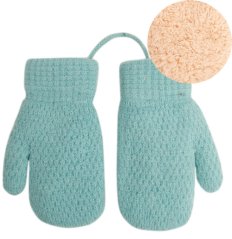 Dětské pletené palcové rukavice 3- 5 let - vzor 102 - mentolová